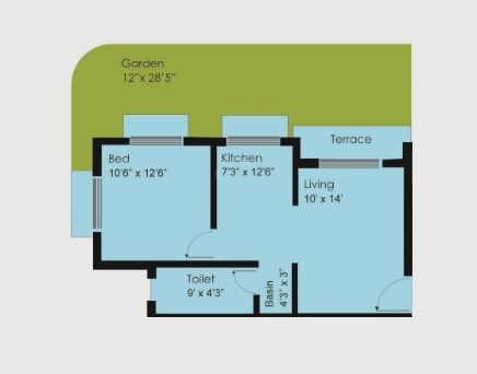 Floor plan of 1 BHK 650 Sq. Ft. Apartment in Gawade Tranquile Coast, Navi Mumbai