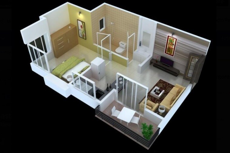 Floor plan of 1 BHK 850 Sq. Ft. Apartment in Gawade Tranquile Coast, Navi Mumbai