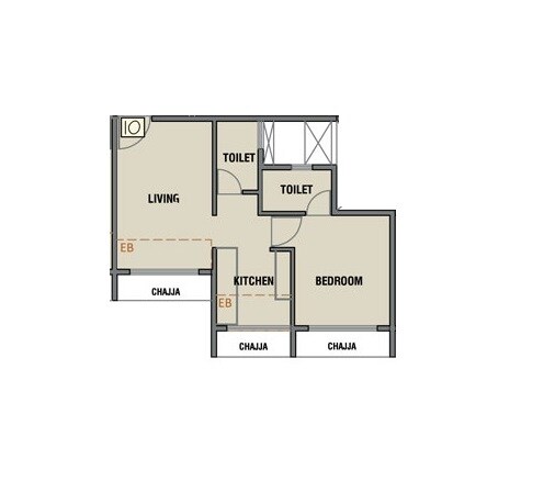 Floor plan of 1 BHK 324 Sq. Ft. Apartment in GeeCee Aspira 206, Navi Mumbai