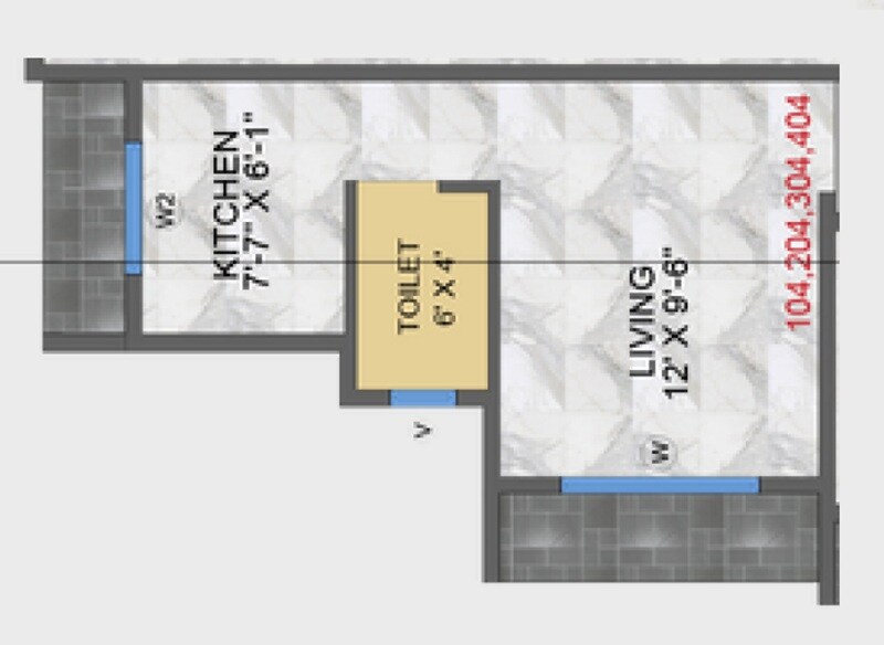 Floor plan of 198 Sq. Ft. Studio in Global Jagdamba Residency, Navi Mumbai