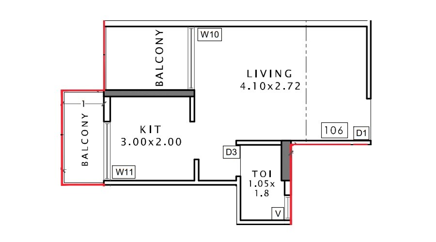 Floor plan of 197 Sq. Ft. Studio in GNS Shree Smran, Navi Mumbai