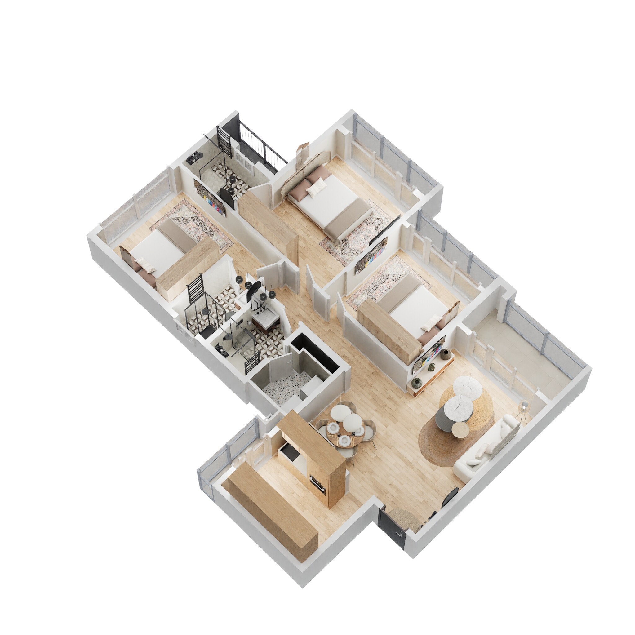 3 BHK 985 Sq. Ft. Apartment