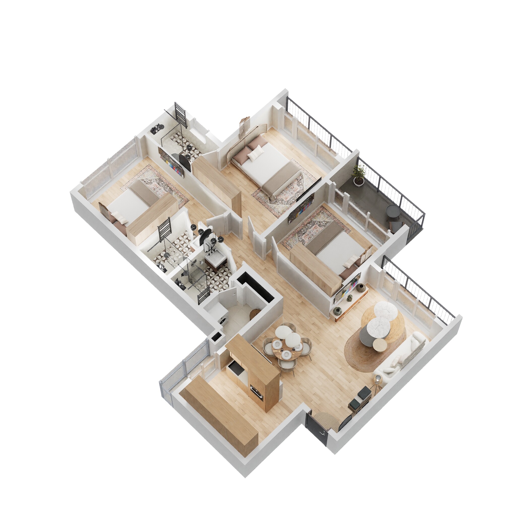 3 BHK 990 Sq. Ft. Apartment