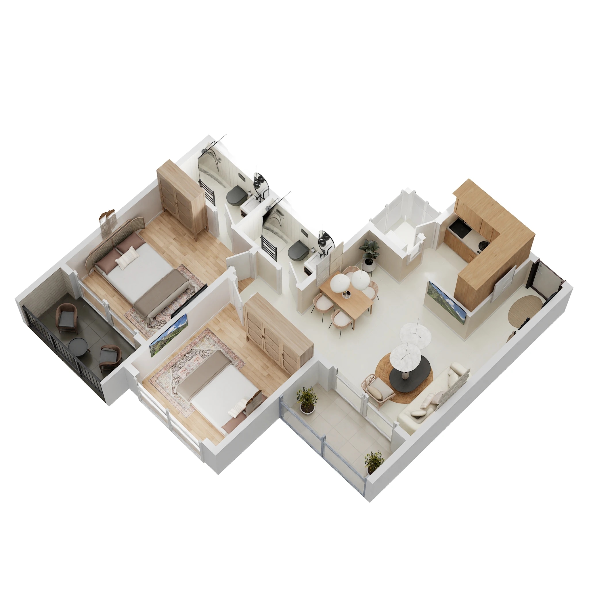 2 BHK 735 Sq. Ft. Apartment