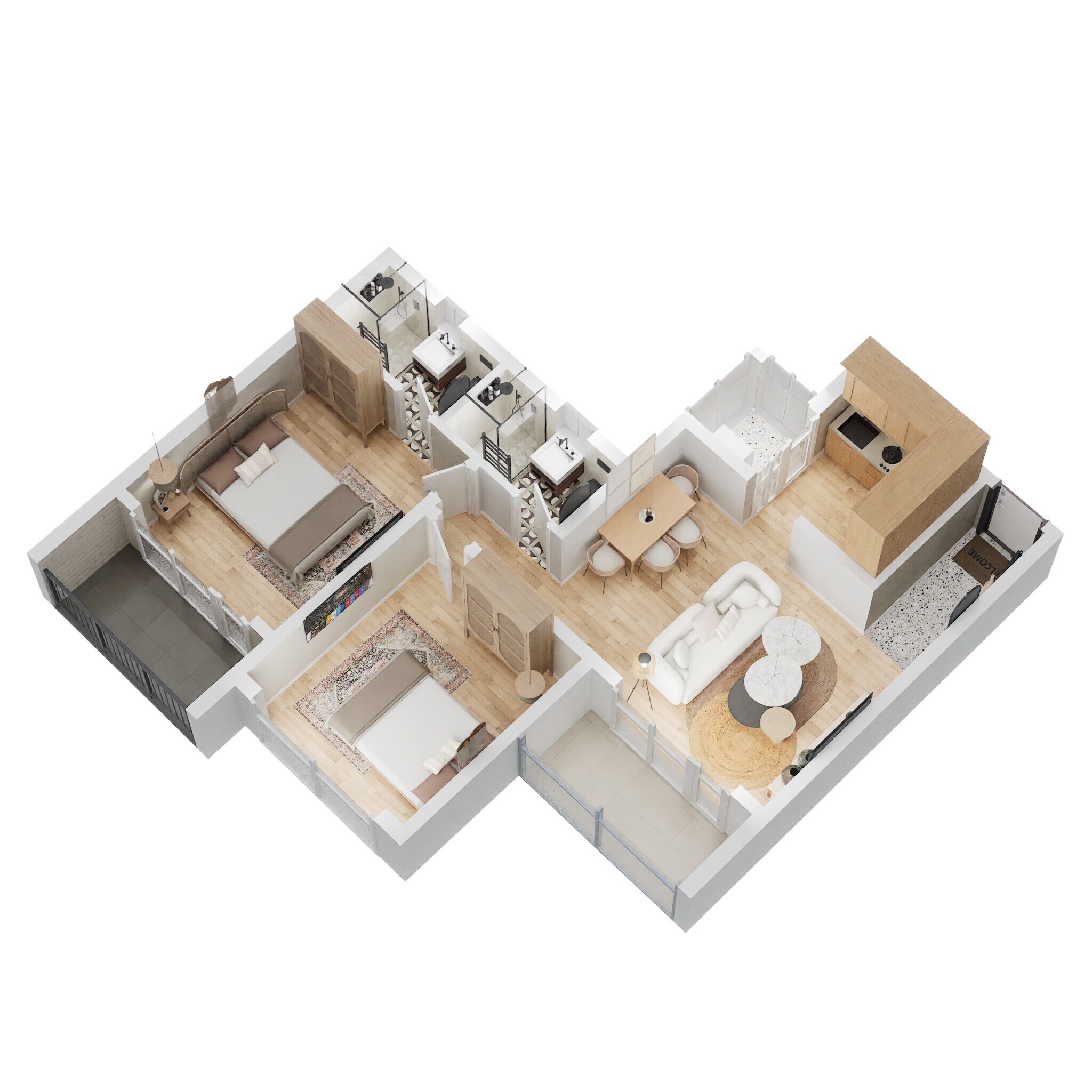 Floor plan of 2 BHK 686 Sq. Ft. Apartment in Godrej City Panvel Phase 1, Navi Mumbai
