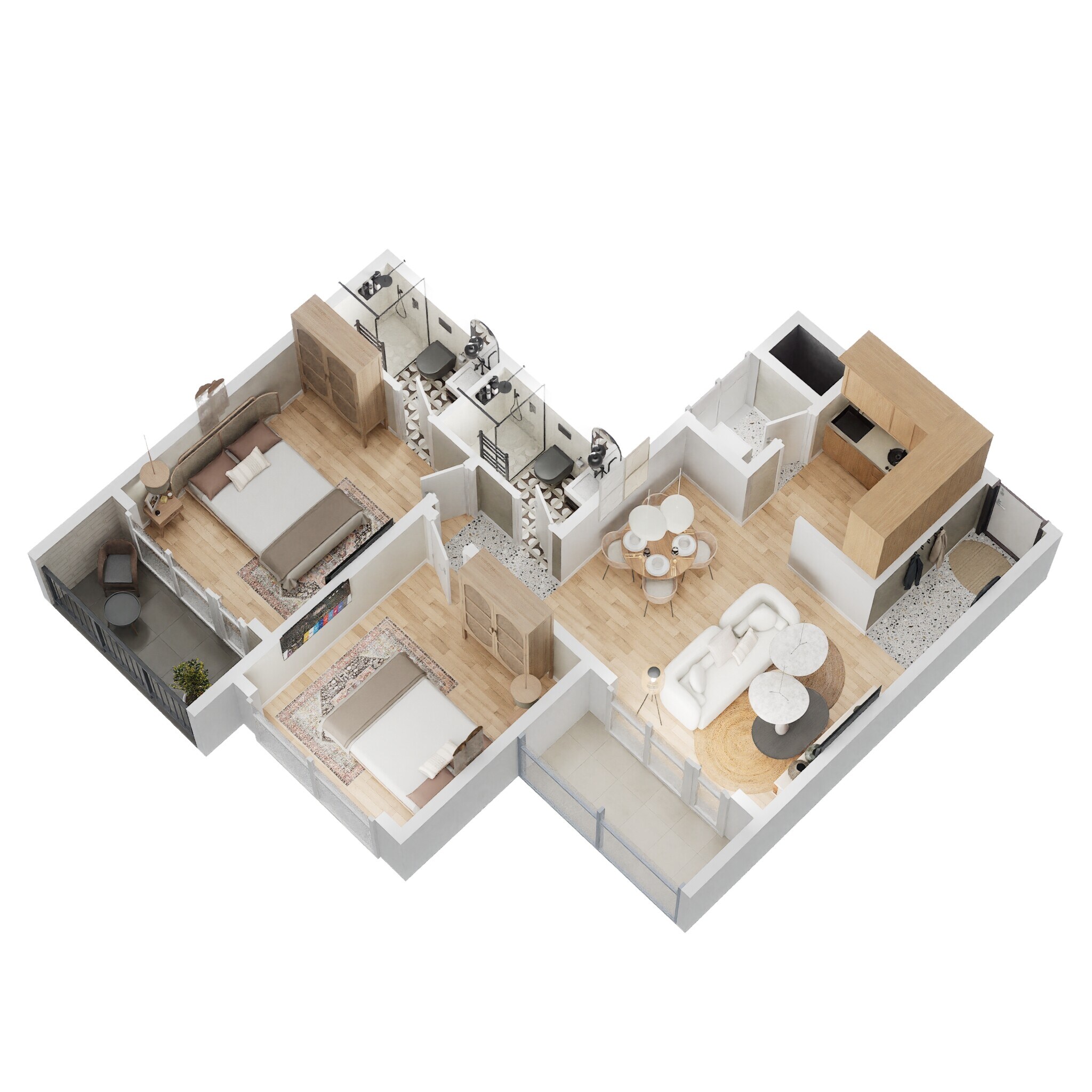 Floor plan of 2 BHK 714 Sq. Ft. Apartment in Godrej City Panvel Phase 1, Navi Mumbai