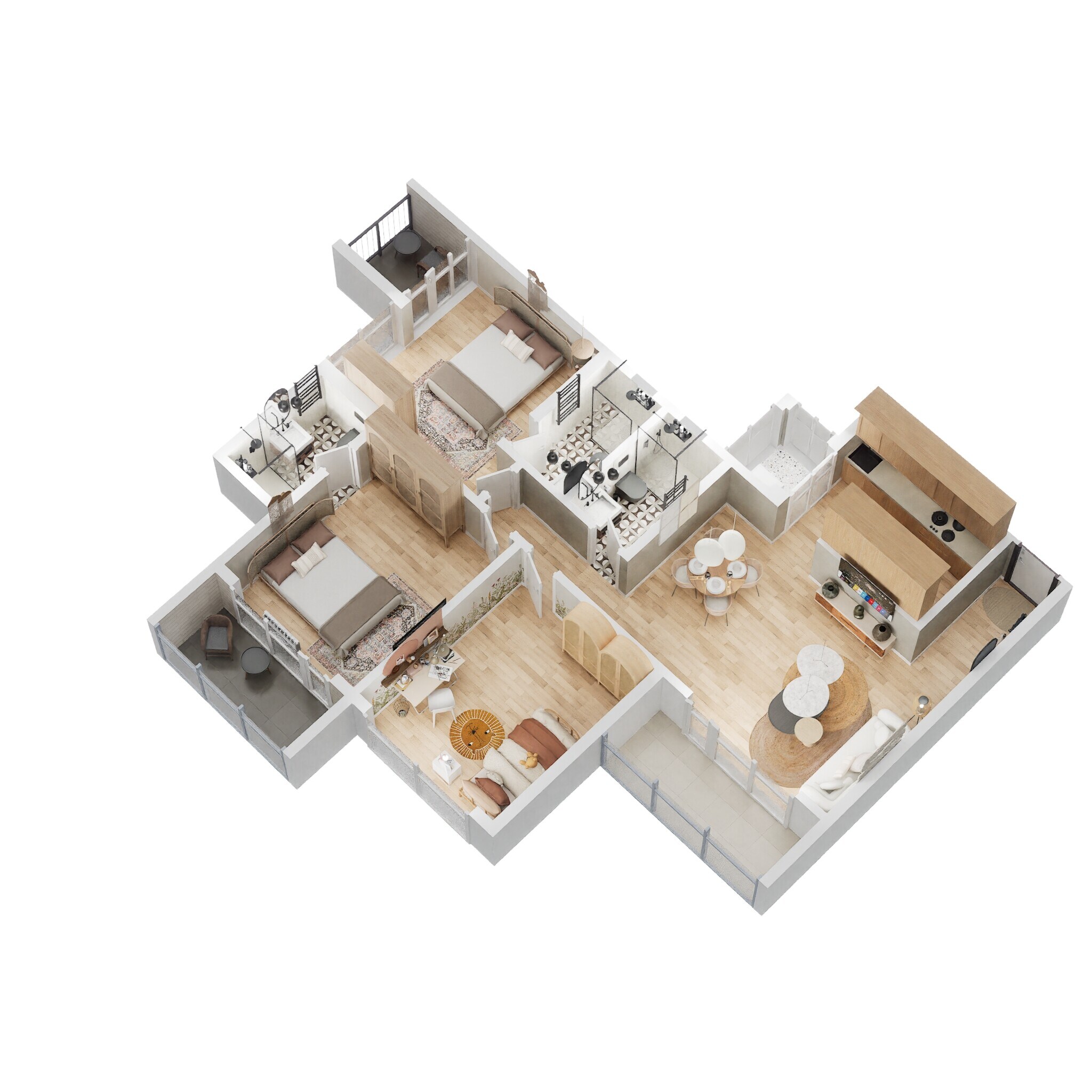 Floor plan of 3 BHK 1062 Sq. Ft. Apartment in Godrej City Panvel Phase 1, Navi Mumbai