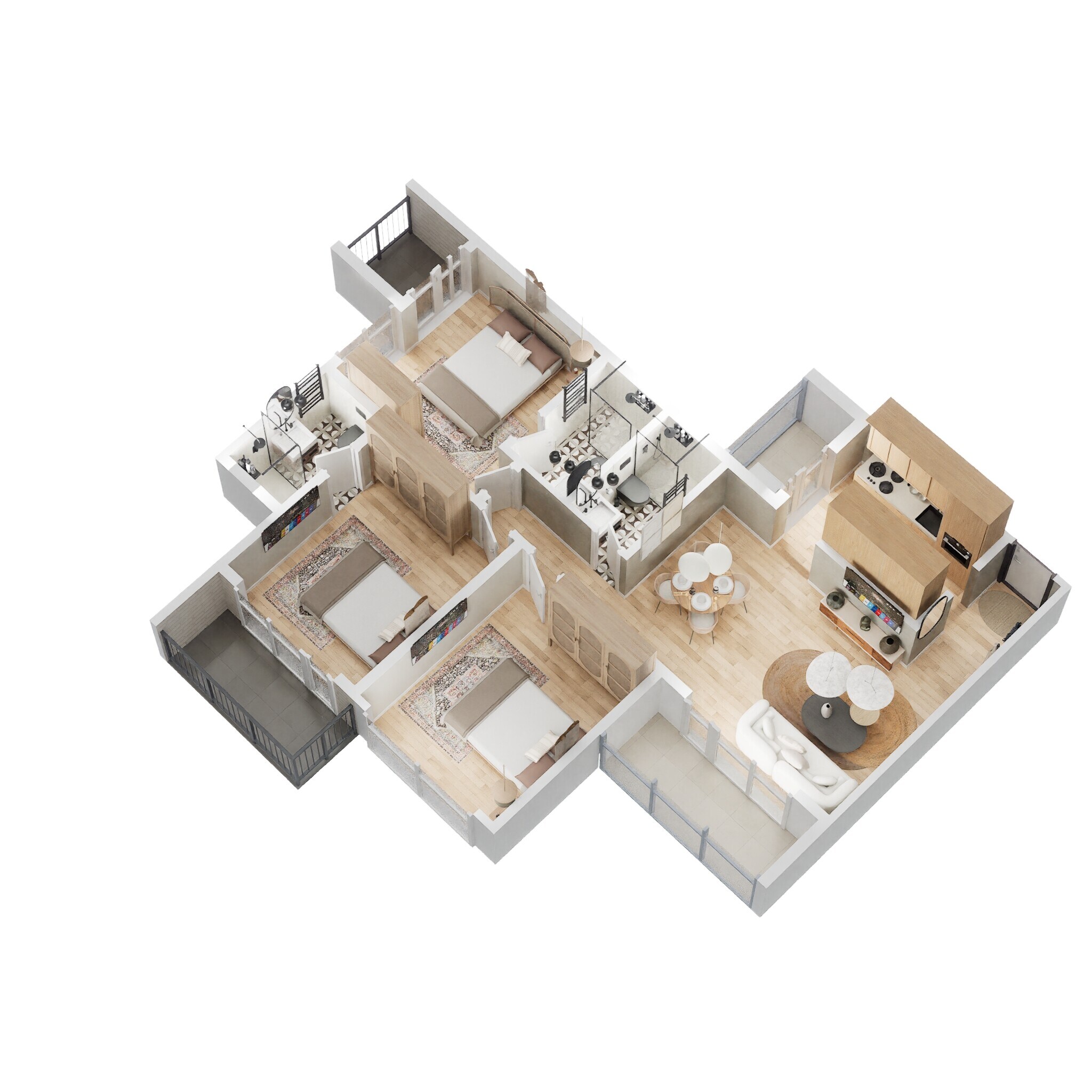Floor plan of 3 BHK 940 Sq. Ft. Apartment in Godrej City Panvel Phase 1, Navi Mumbai