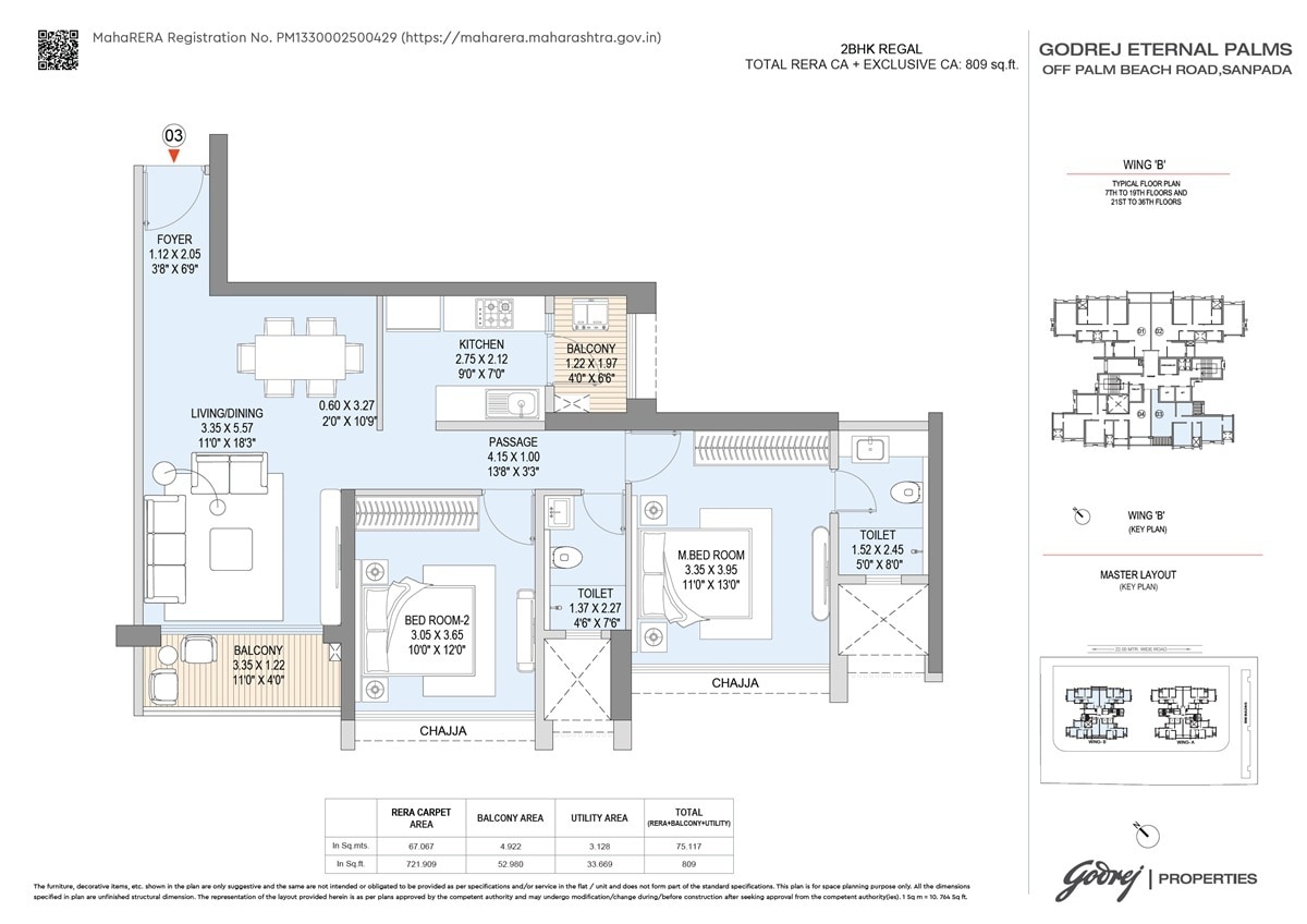 2 BHK 809 Sq. Ft. Apartment
