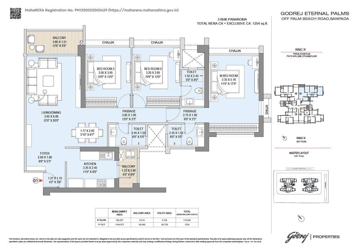 3 BHK 1254 Sq. Ft. Apartment