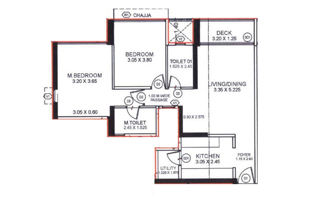 2 BHK 760 Sq. Ft. Apartment