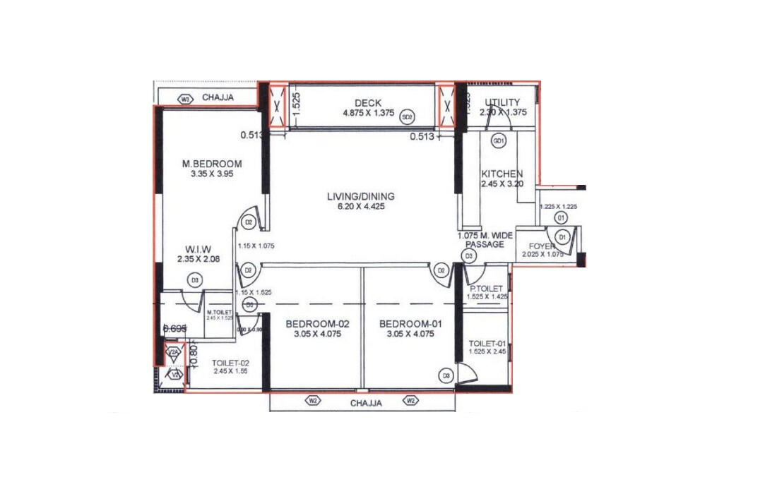 3 BHK 1160 Sq. Ft. Apartment