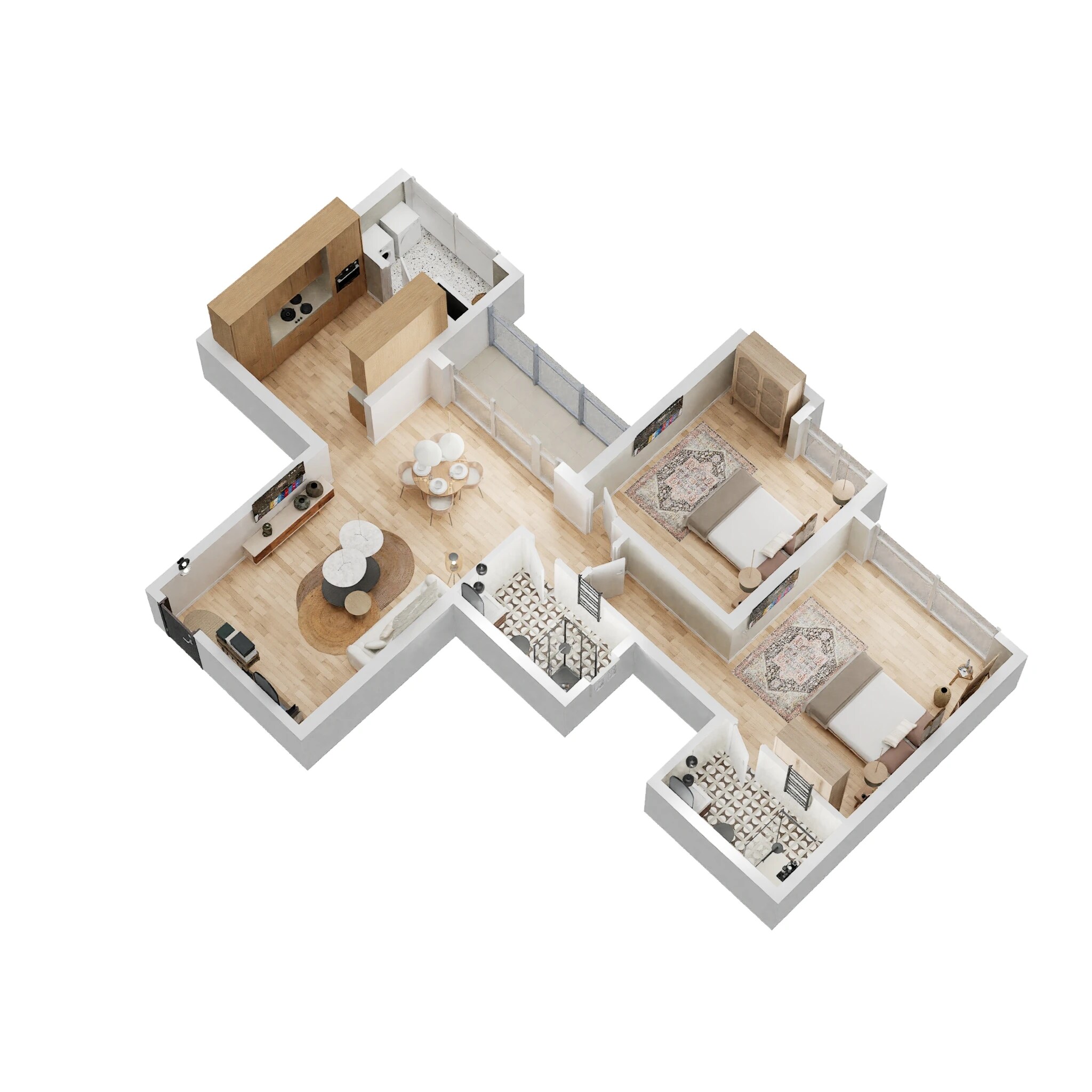 Floor plan of 2 BHK Apartment - 837 sq. ft. in Godrej Golf Meadows, Navi Mumbai
