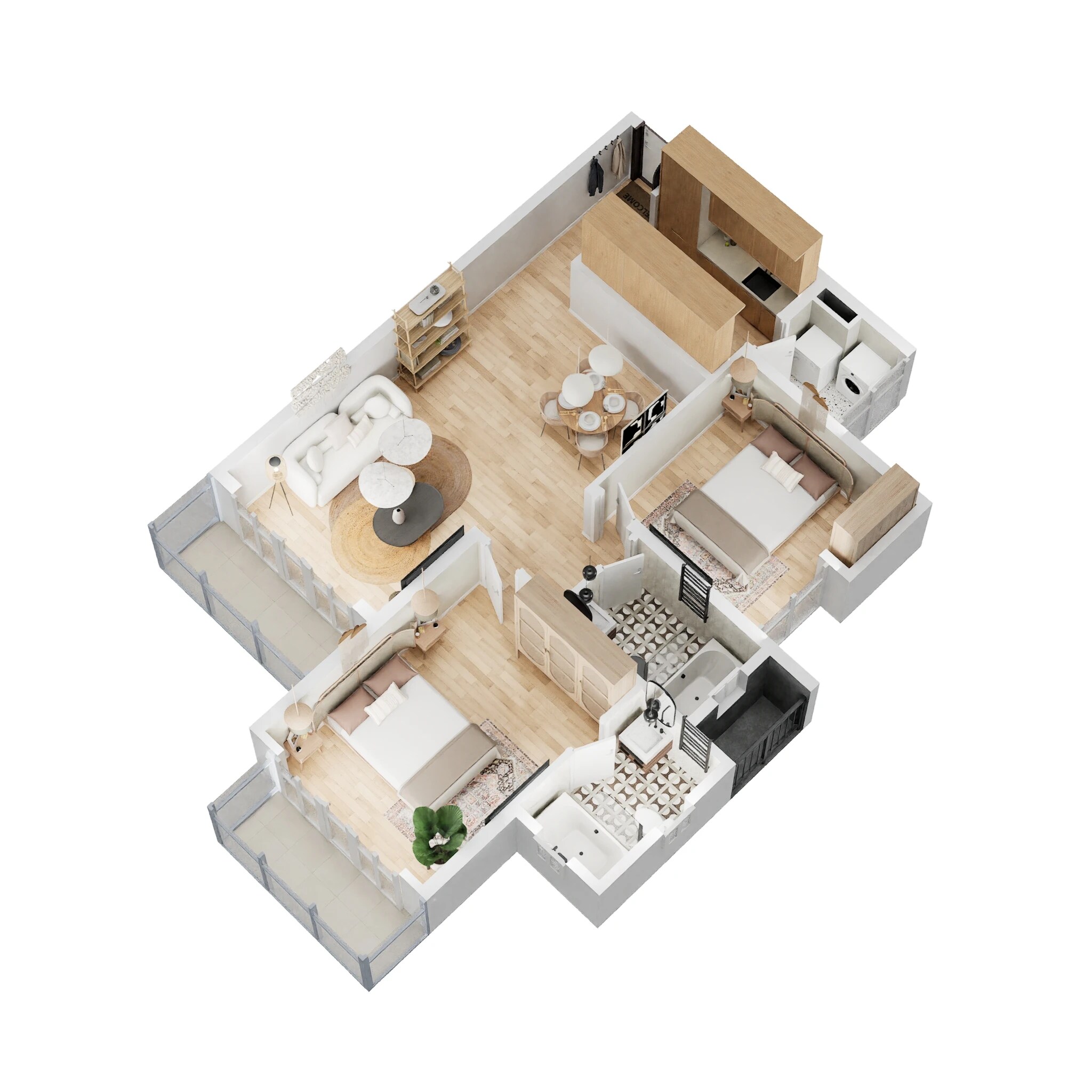 Floor plan of 2 BHK Apartment - 828 sq. ft. in Godrej Golf Meadows, Navi Mumbai
