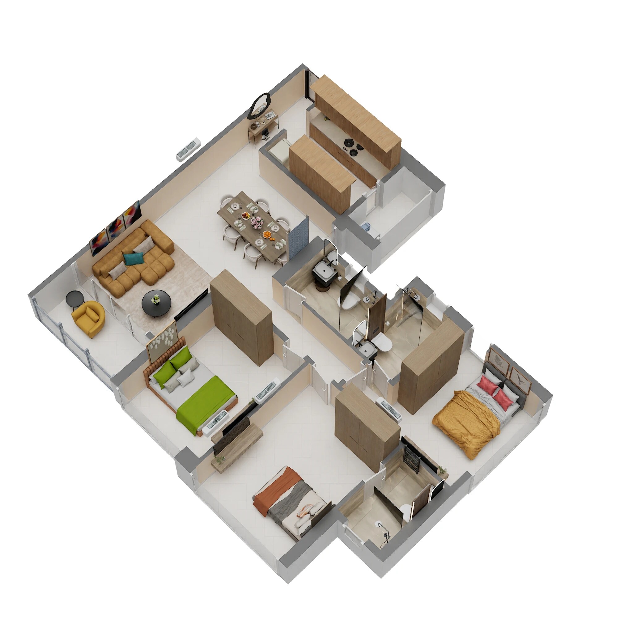 3 BHK 1150 Sq. Ft. Apartment