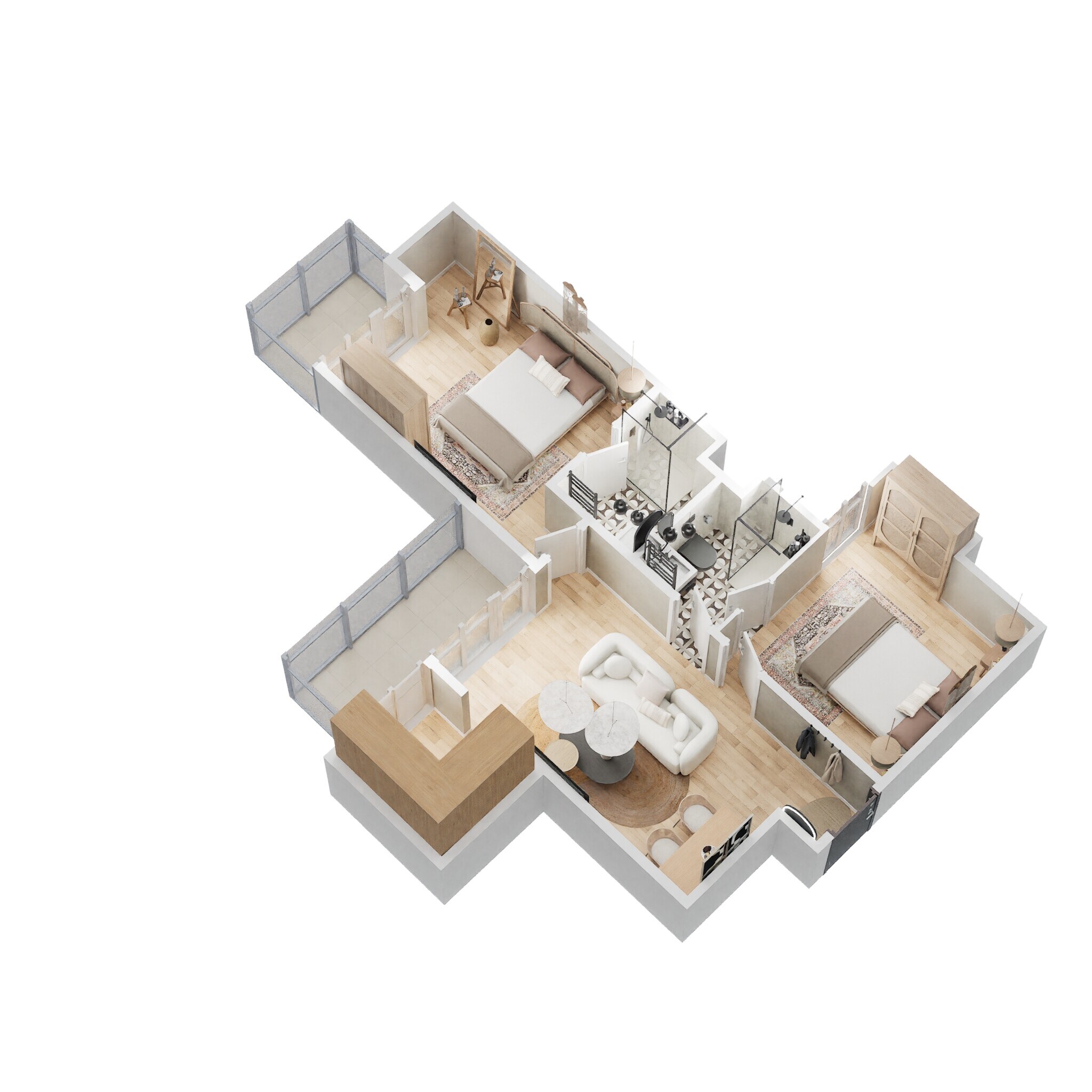 Floor plan of 2 BHK 1170 Sq. Ft. Apartment in Godrej Sky Garden, Navi Mumbai