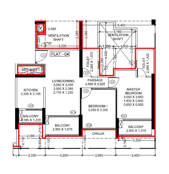 Floor plan of 2 BHK 725 Sq. Ft. Apartment in Godrej Varanya, Navi Mumbai