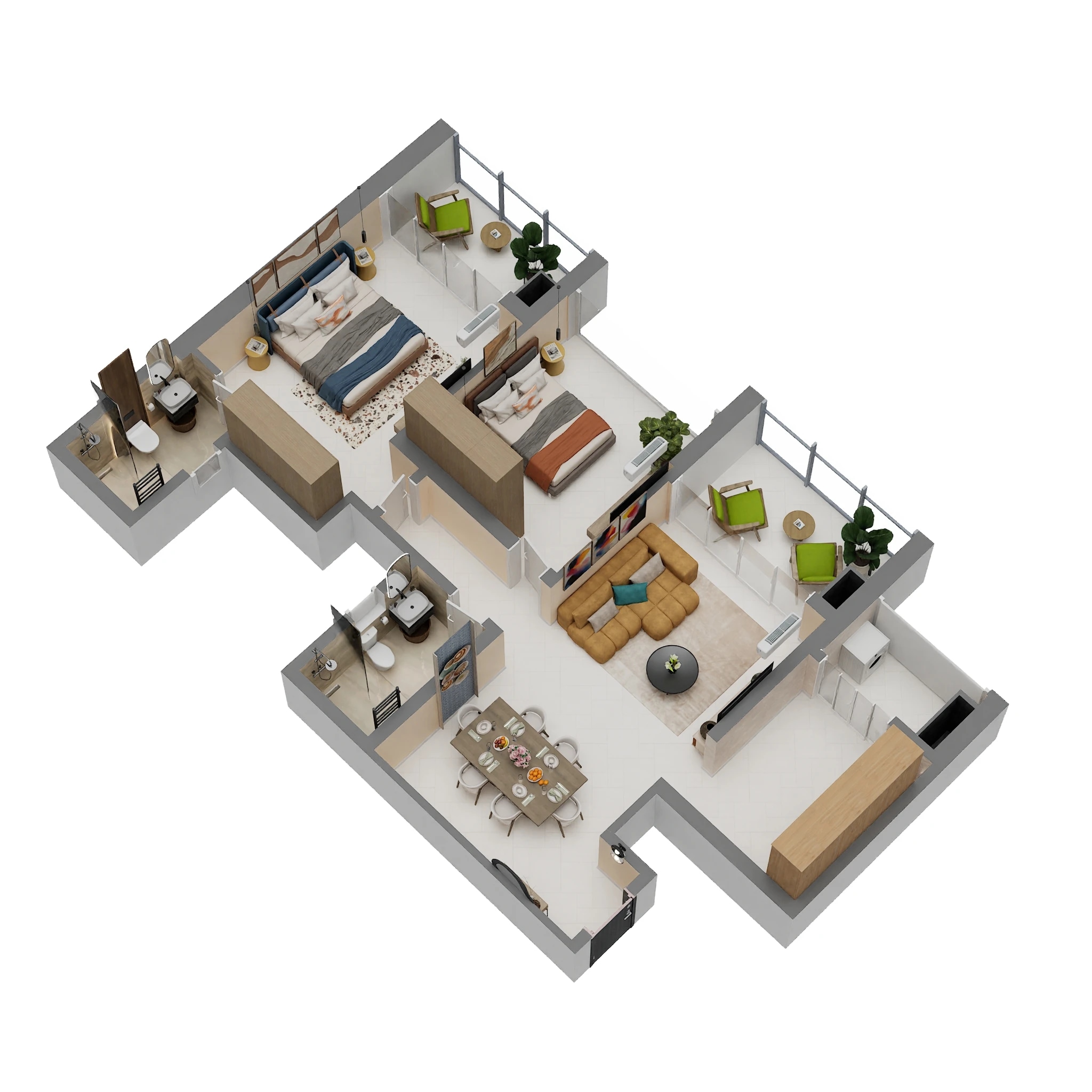 2 BHK 775 Sq. Ft. Apartment