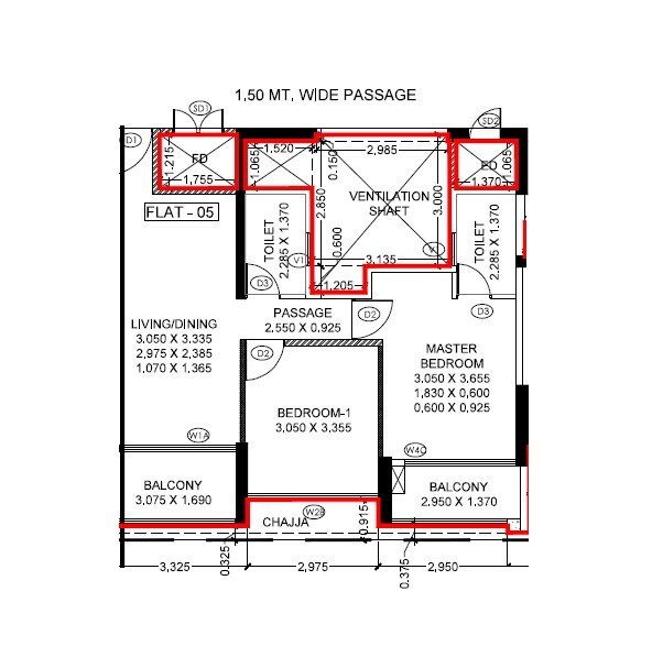 Floor plan of 2 BHK 775 Sq. Ft. Apartment in Godrej Varanya, Navi Mumbai