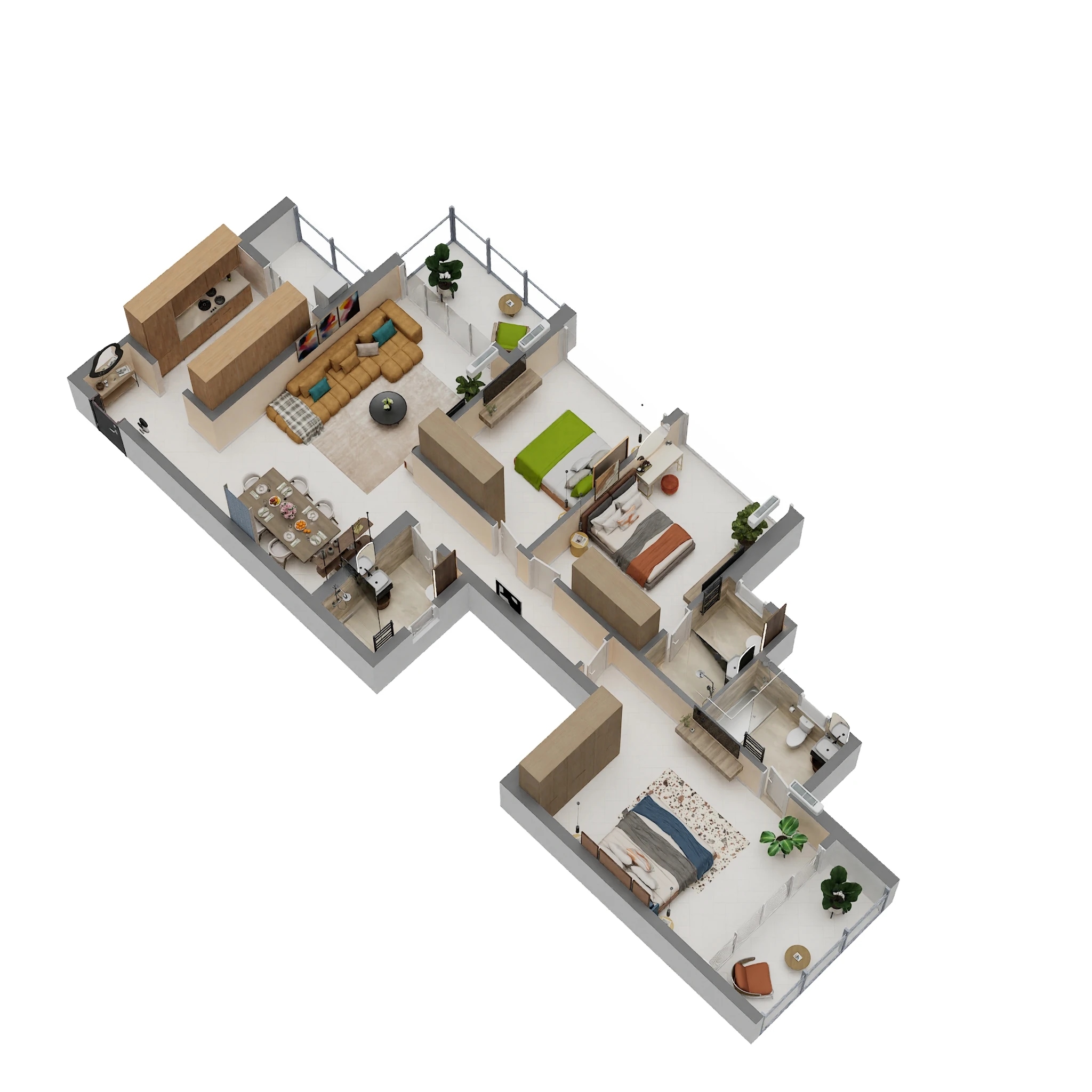 3 BHK 1200 Sq. Ft. Apartment