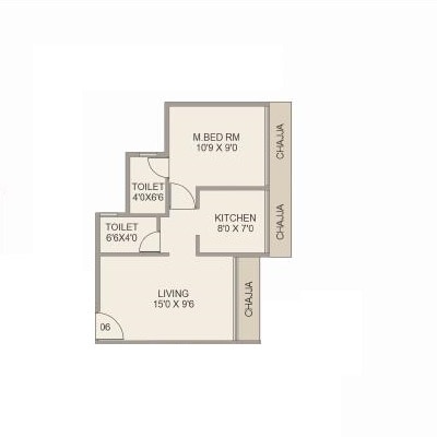 Floor plan of 1 BHK 352 Sq. Ft. Apartment in GRK Orion Heights, Navi Mumbai