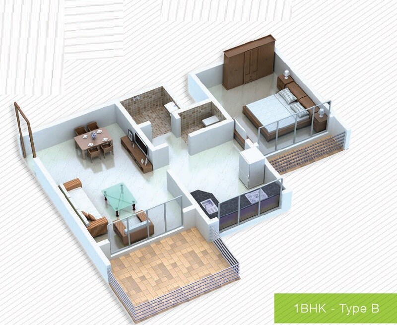 1 BHK 410 Sq. Ft. Apartment