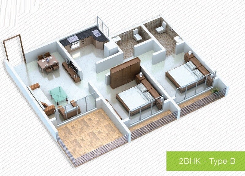 2 BHK 617 Sq. Ft. Apartment