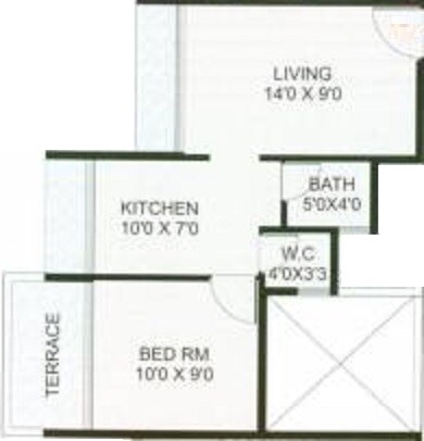 Floor plan of 1 BHK 156 Sq. Ft. Apartment in Gurukrupa Aramus Complex, Navi Mumbai