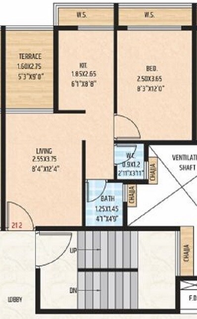 Floor plan of 1 BHK 304 Sq. Ft. Apartment in Gurukrupa Heights, Navi Mumbai