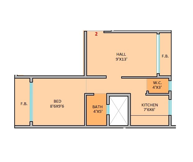 Floor plan of 1 BHK 373 Sq. Ft. Apartment in Halima Planet, Navi Mumbai