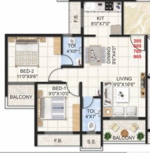 2 BHK 370 Sq. Ft. Apartment