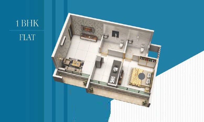 Floor plan of 1 BHK 349 Sq. Ft. Apartment in Hari Om Heights, Navi Mumbai