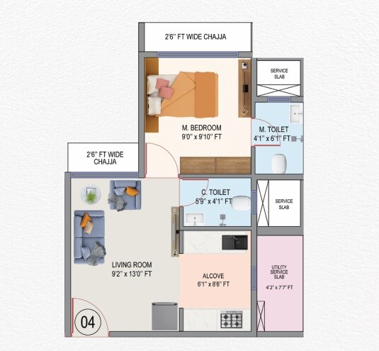 1 BHK 318 Sq. Ft. Apartment