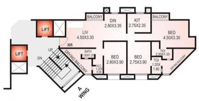 3 BHK 1500 Sq. Ft. Apartment