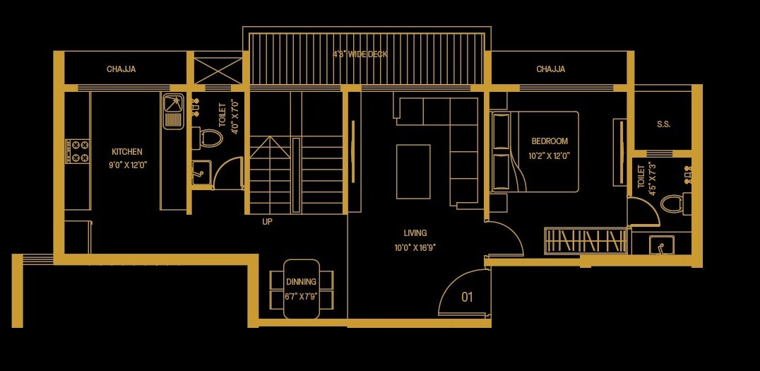 Floor plan of 2 BHK 527 Sq. Ft. Apartment in Heritage Beatum Heights, Navi Mumbai