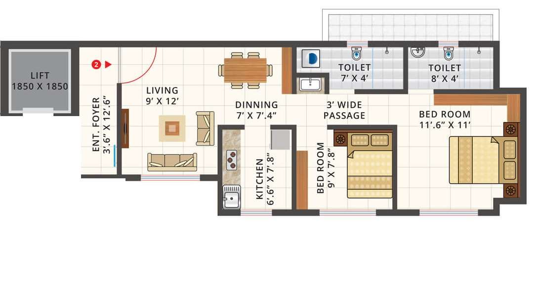 2 BHK 293 Sq. Ft. Apartment in Hi Tech The Silver Crest