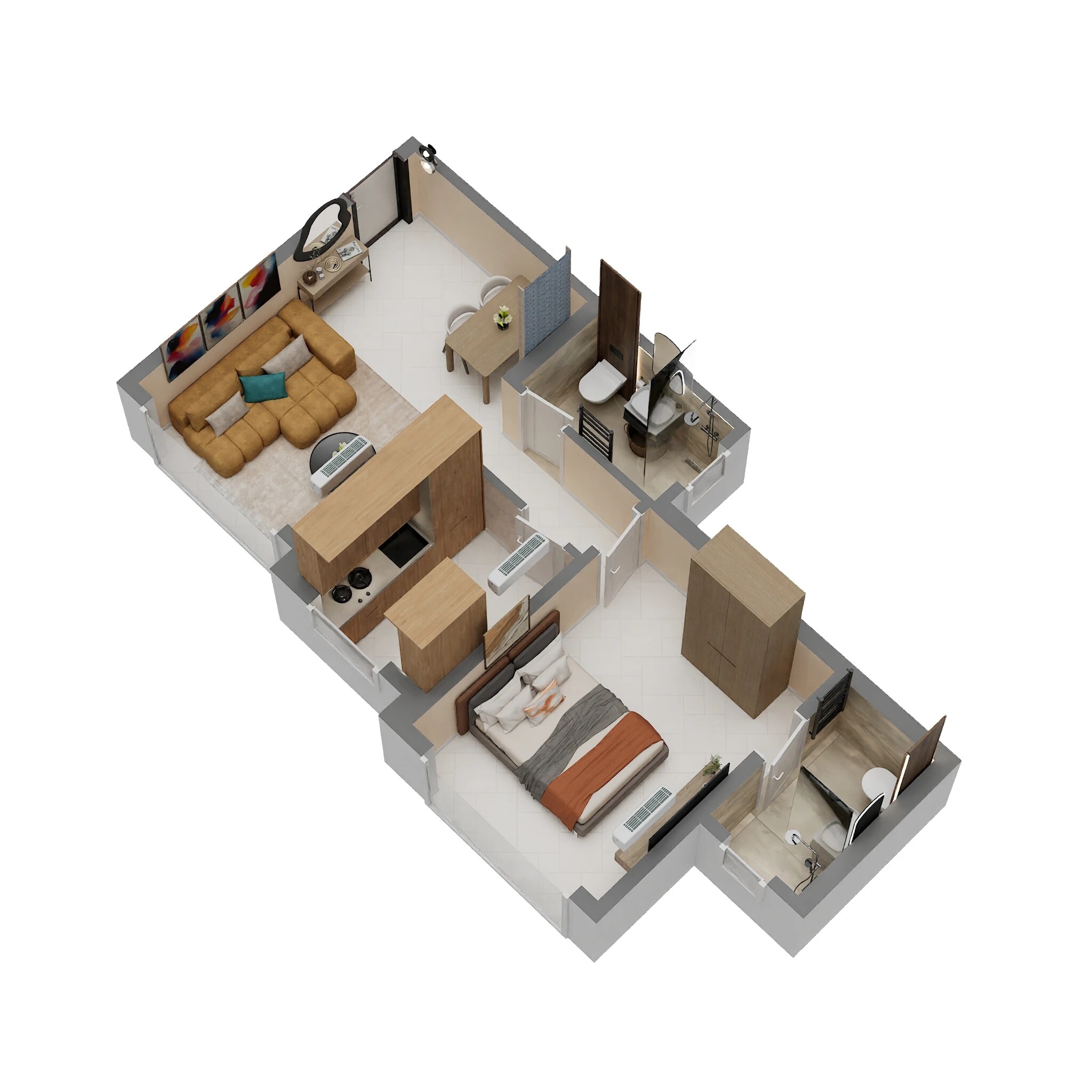 Floor plan of 1 BHK 492 Sq. Ft. Apartment in Hiranandani Fortune City, Navi Mumbai