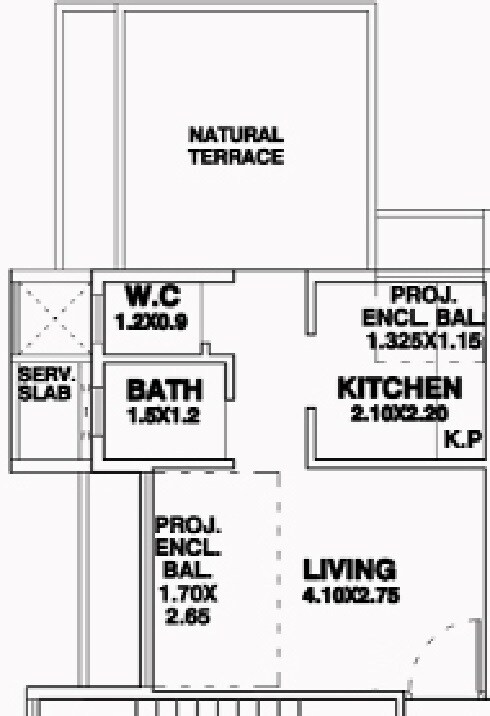 Floor plan of 1 BHK 139 Sq. Ft. Studio in Hiray Angelica, Navi Mumbai