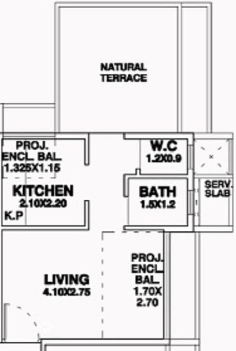 Floor plan of 1 BHK 181 Sq. Ft. Studio in Hiray Angelica, Navi Mumbai