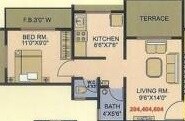 Floor plan of 1 BHK 349 Sq. Ft. Apartment in Hitesh Shree Saraswati Arcade, Navi Mumbai