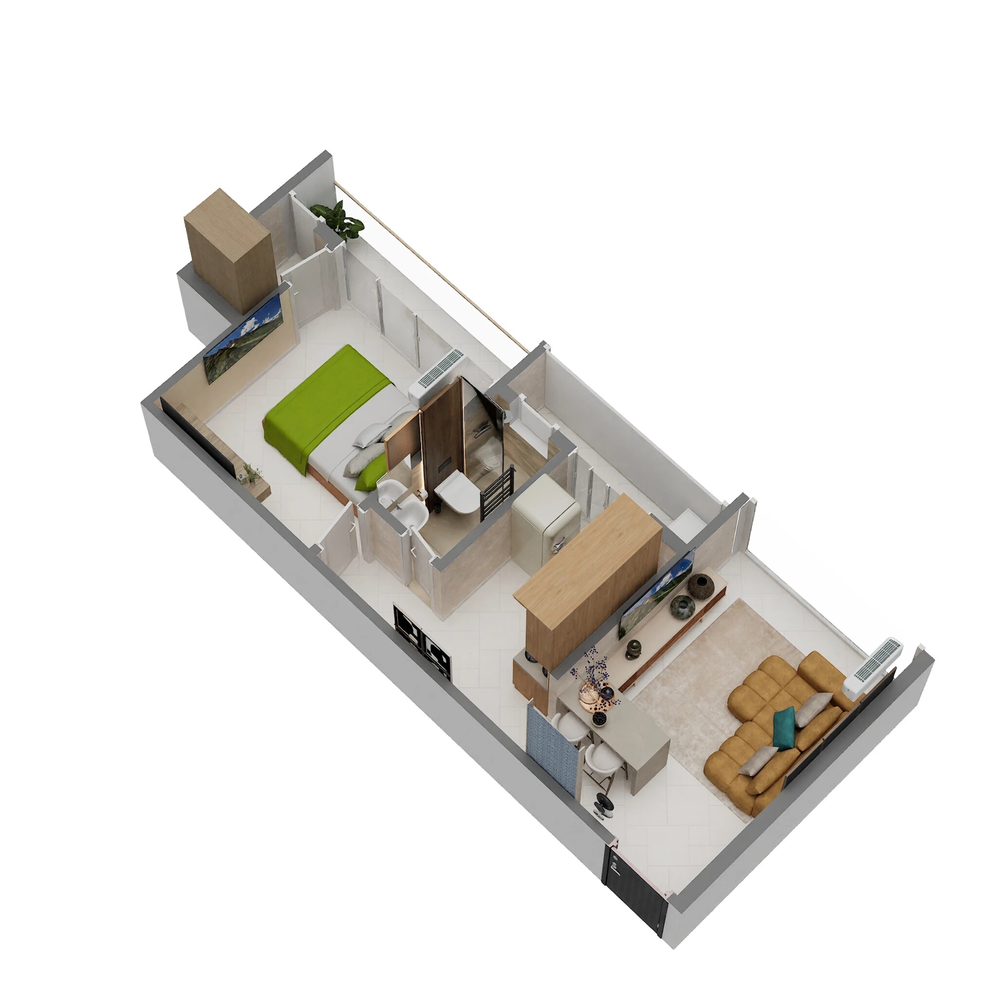 Floor plan of 1 BHK 411 Sq. Ft. Apartment in Homely Park 11, Navi Mumbai