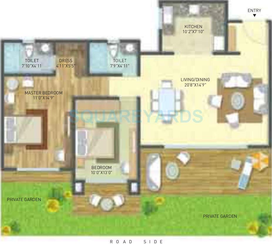 2 BHK 911 Sq. Ft. Apartment
