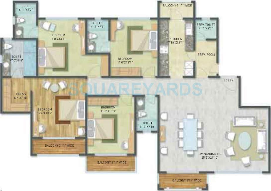 4 BHK 1940 Sq. Ft. Apartment