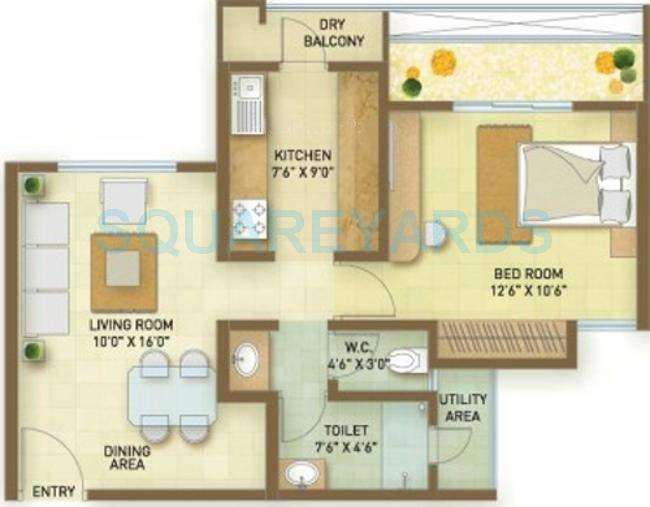 1 BHK 596 Sq. Ft. Apartment in Indiabulls Greens