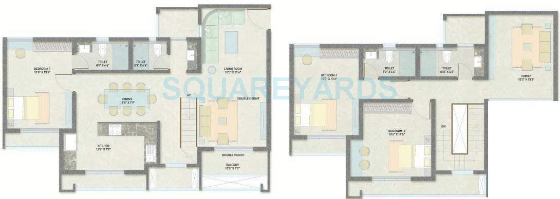 Floor plan of 3 BHK 1292 Sq. Ft. Apartment in Indiabulls Greens, Navi Mumbai