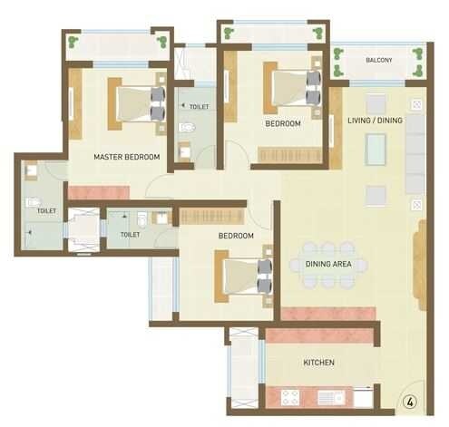 Floor plan of 2 BHK 928 Sq. Ft. Apartment in Indiabulls Park, Navi Mumbai