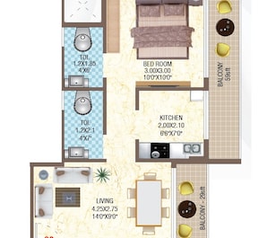 1 BHK 274 Sq. Ft. Apartment in Innovative Crystal