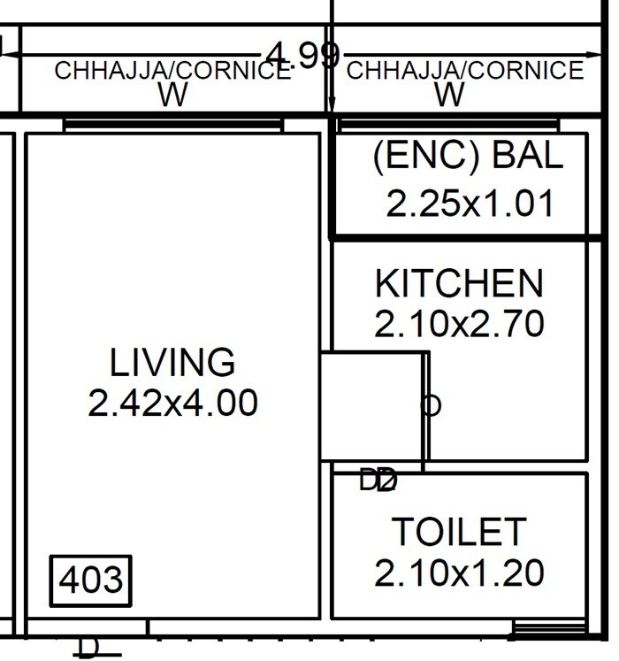 Floor plan of 183 Sq. Ft. Studio in Jai Omkar Krupa, Navi Mumbai