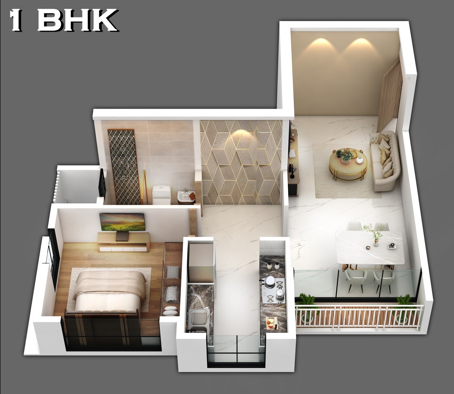 Floor plan of 1 BHK 497 Sq. Ft. Apartment in Jalaram Shivneri Aaykar CHS, Navi Mumbai
