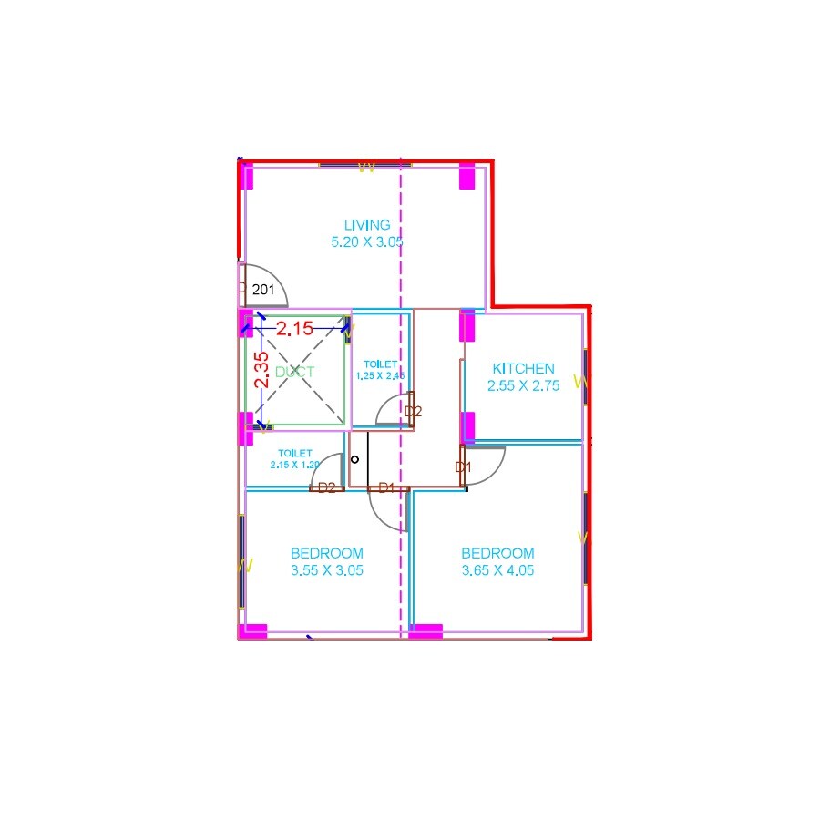 2 BHK 654 Sq. Ft. Apartment